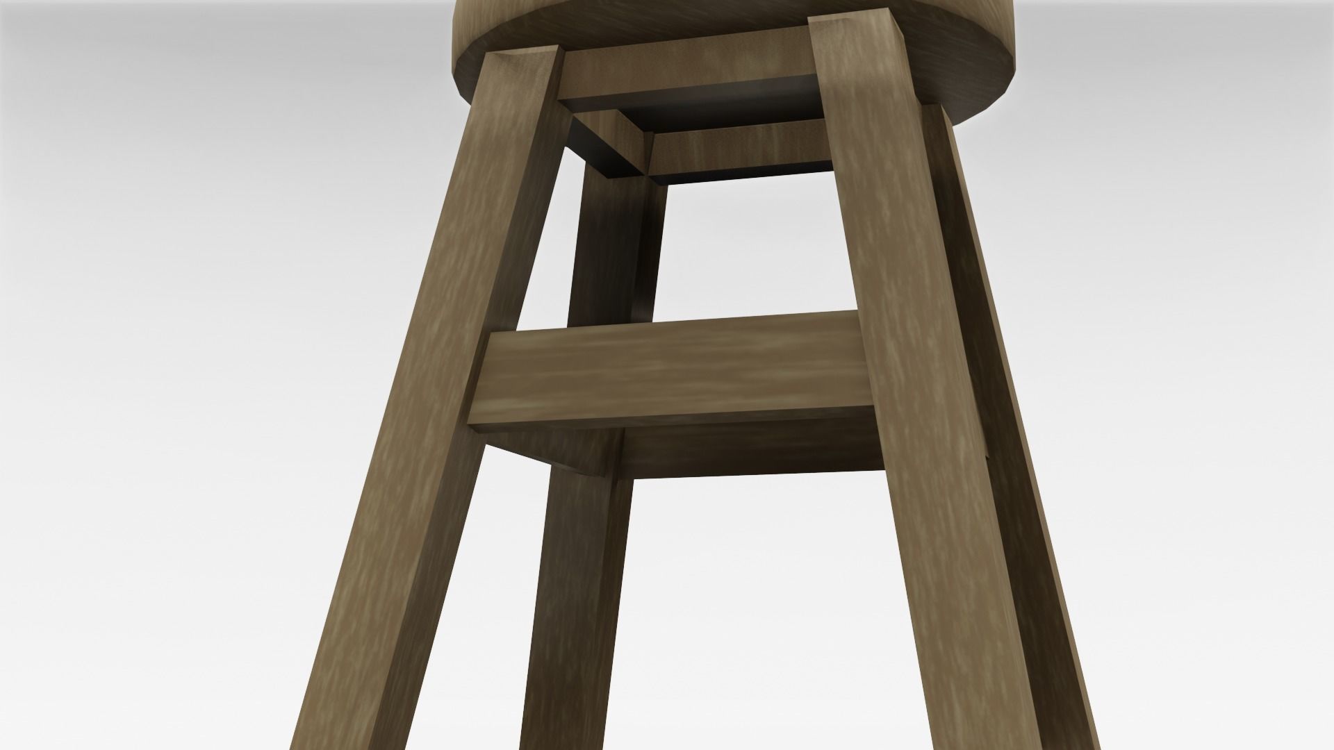 Oak Wooden Chair Stool Low-poly 3D model_4