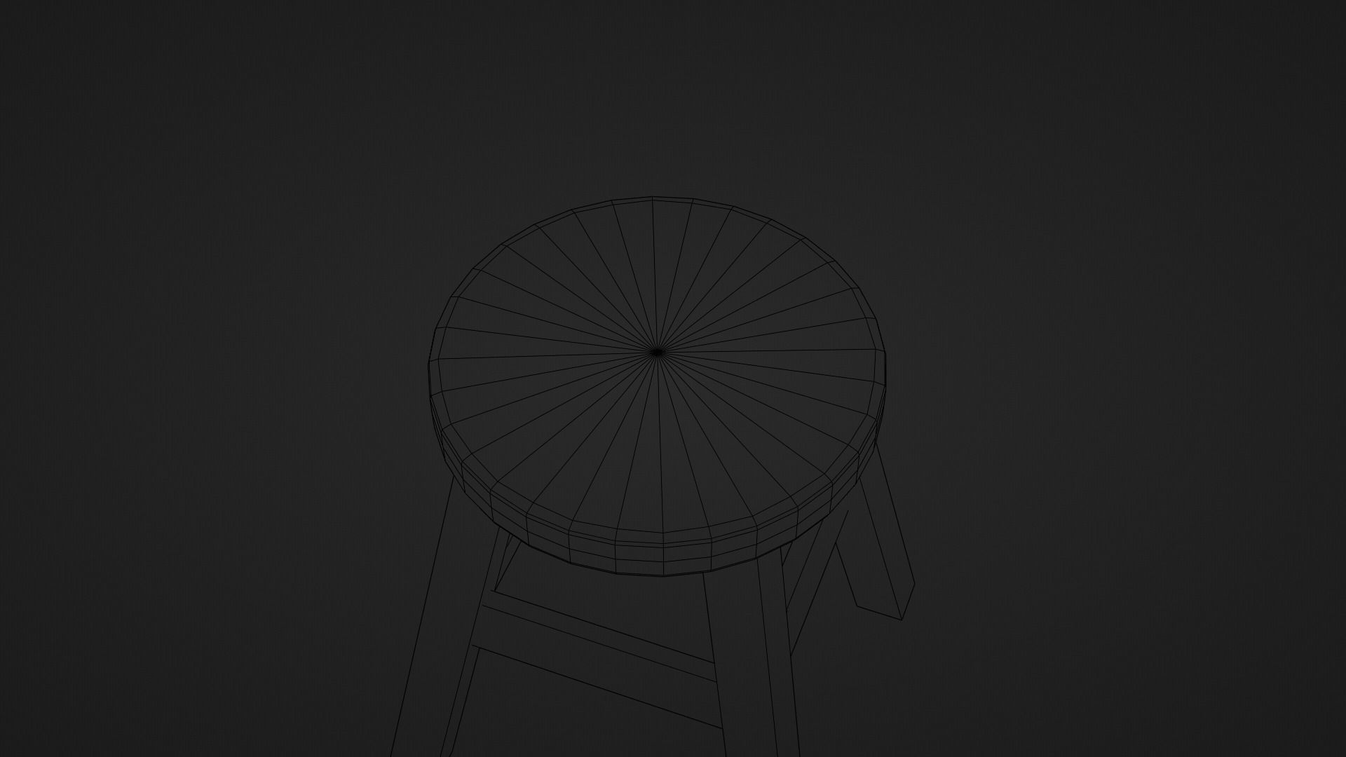 Oak Wooden Chair Stool Low-poly 3D model_7