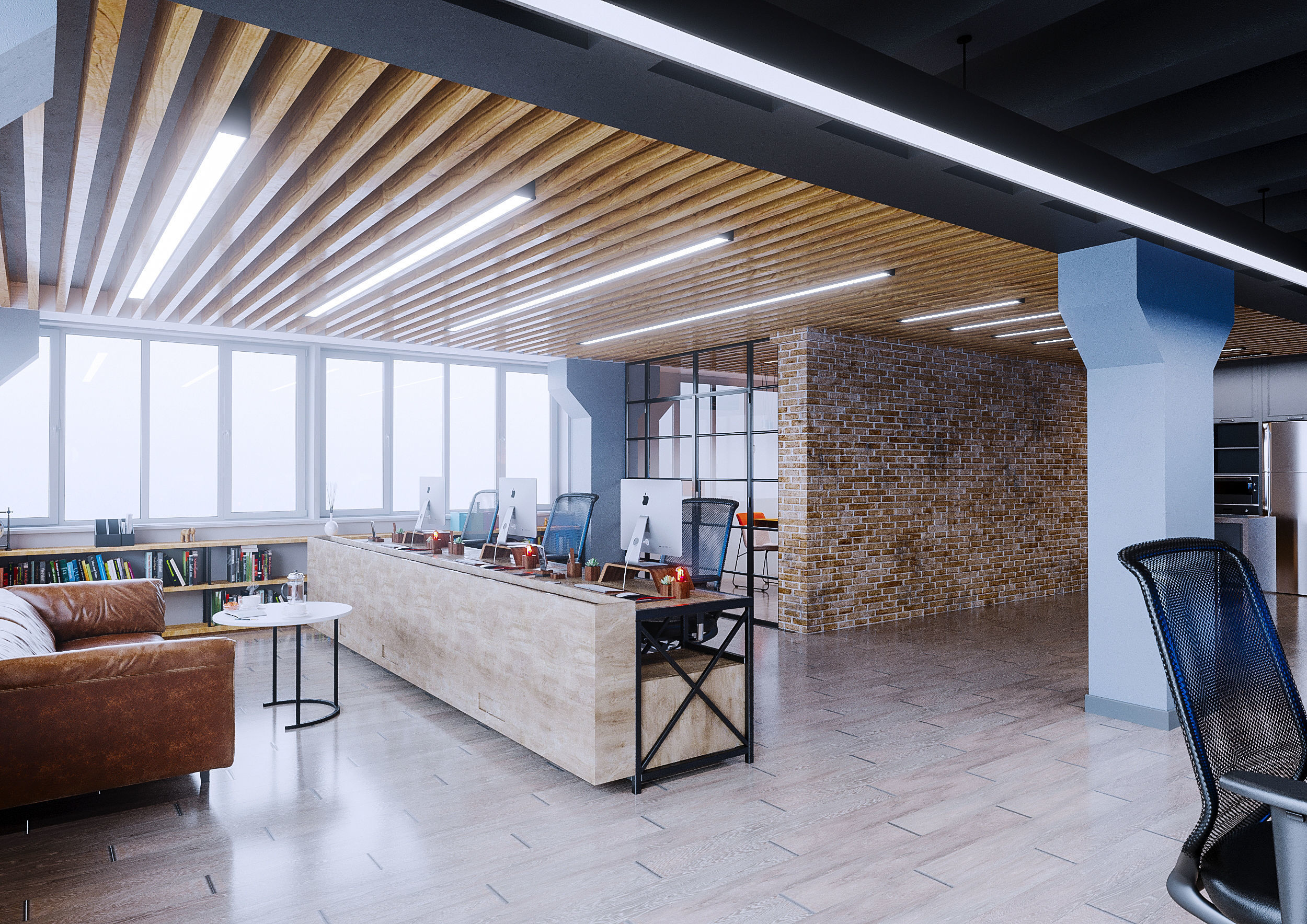 Office interior  3D model_3