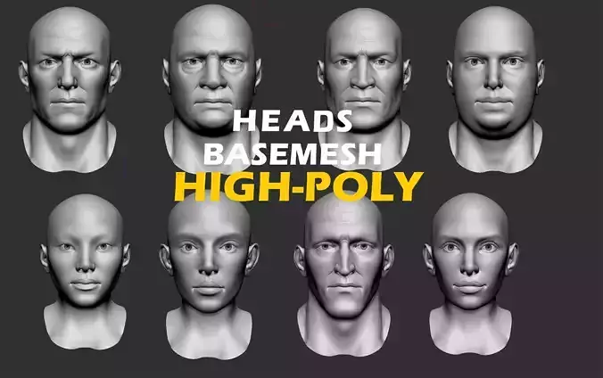 Heads BaseMesh HighPoly 3D model