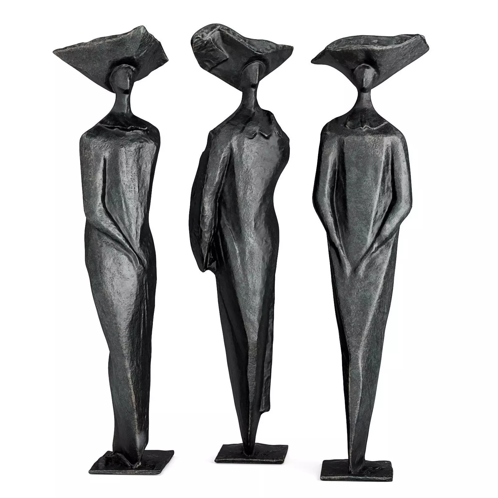 Three sisters sculpture Low-poly 3D model_0