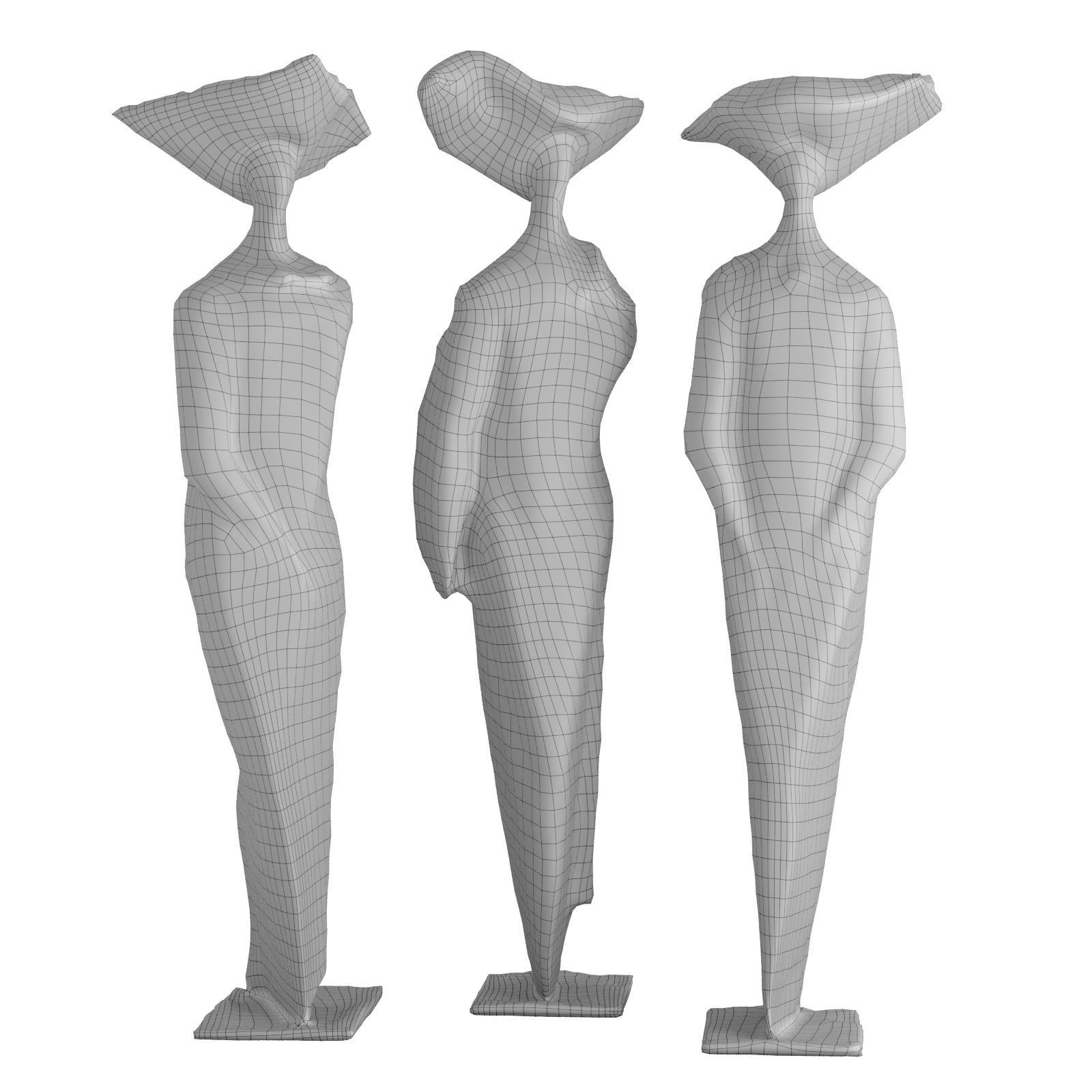 Three sisters sculpture Low-poly 3D model_6