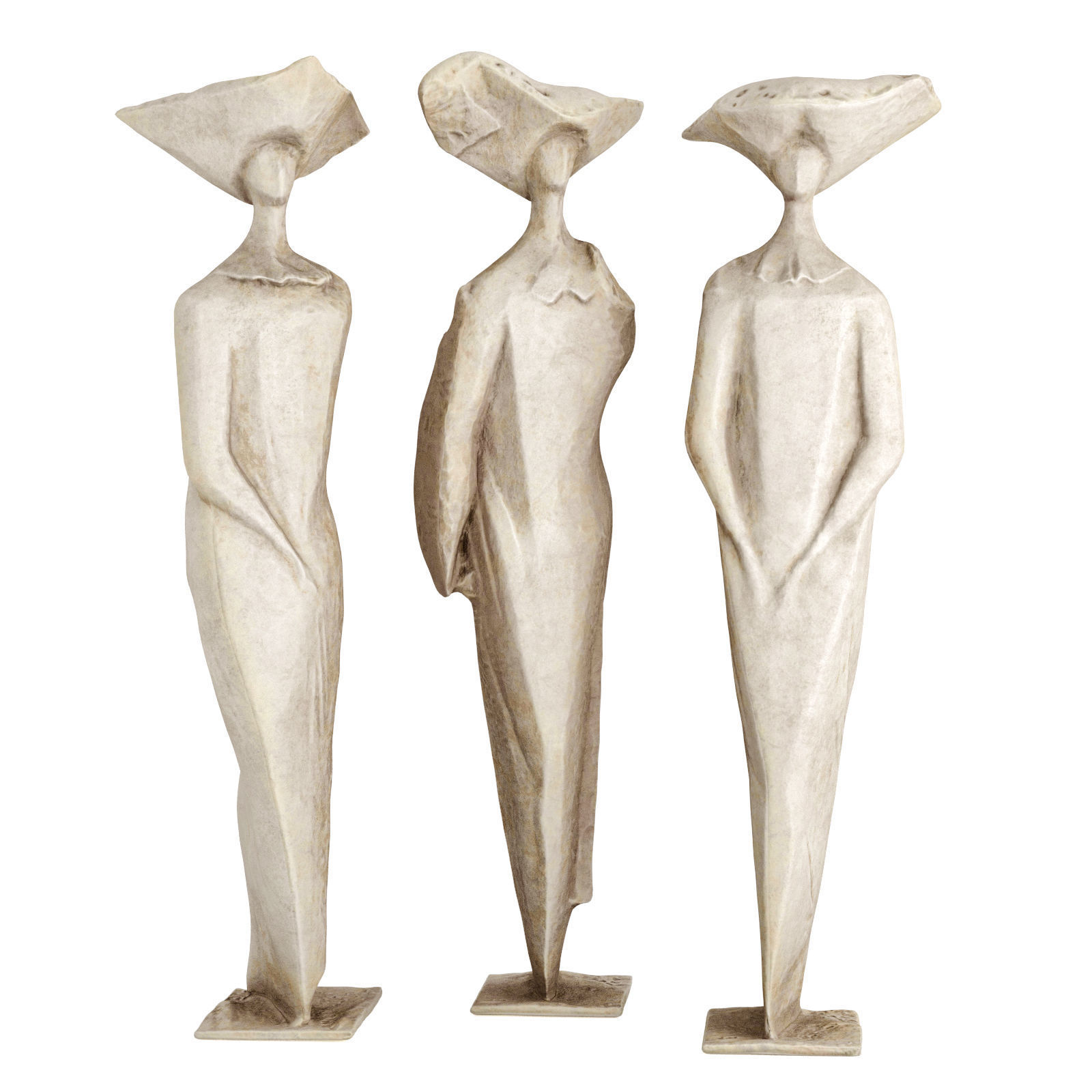 Three sisters sculpture Low-poly 3D model_1