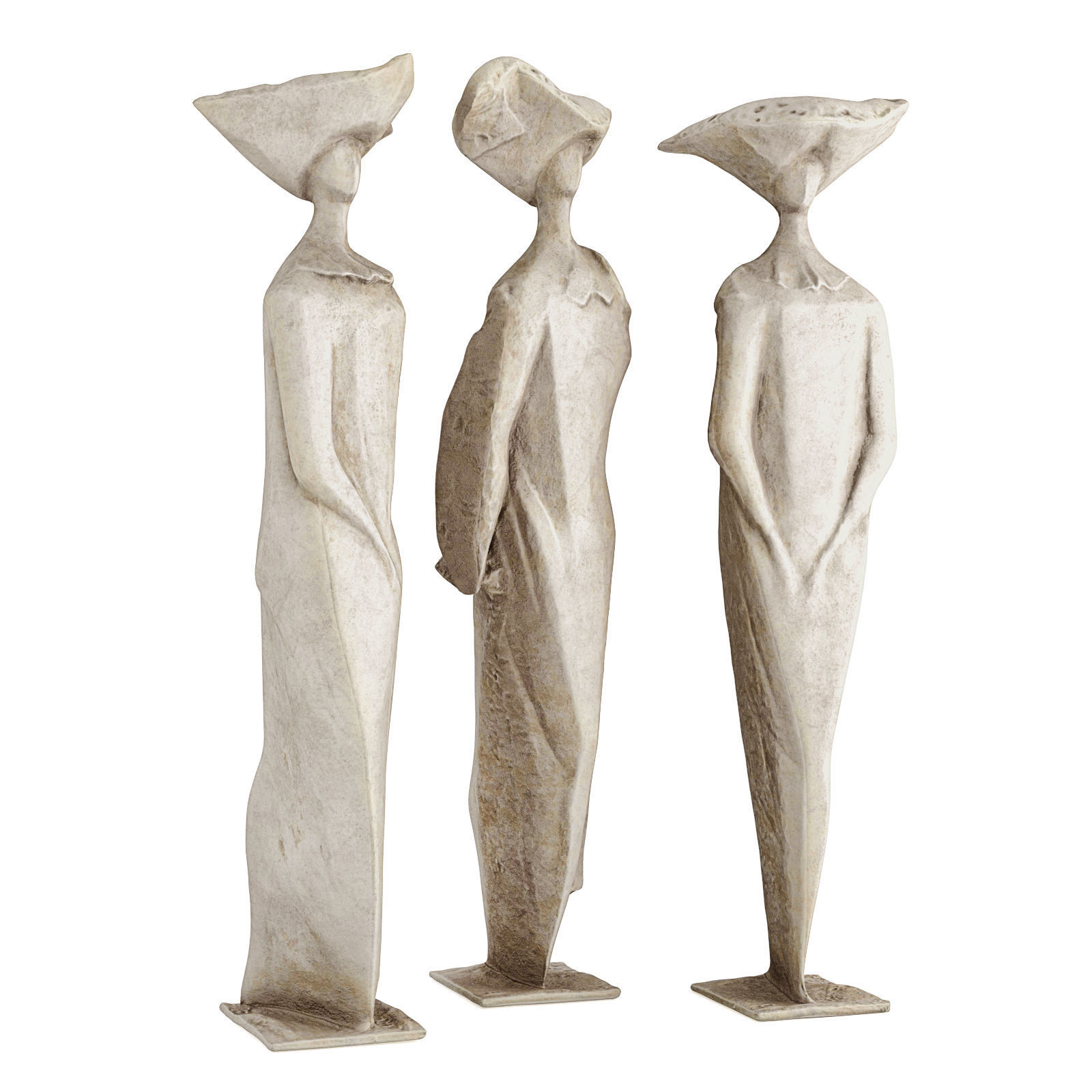 Three sisters sculpture Low-poly 3D model_4