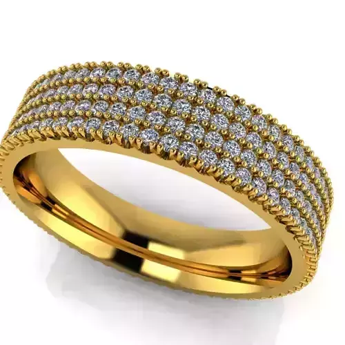 Modern Micropave diamond Bling wedding band ring 3D model sz11 3D print model