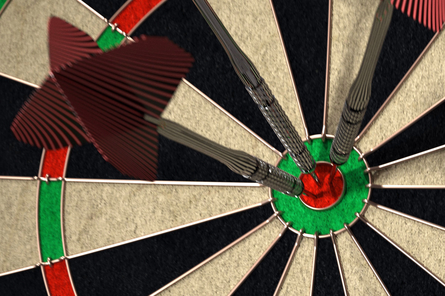 Darts Board and Darts Low-poly 3D model_16