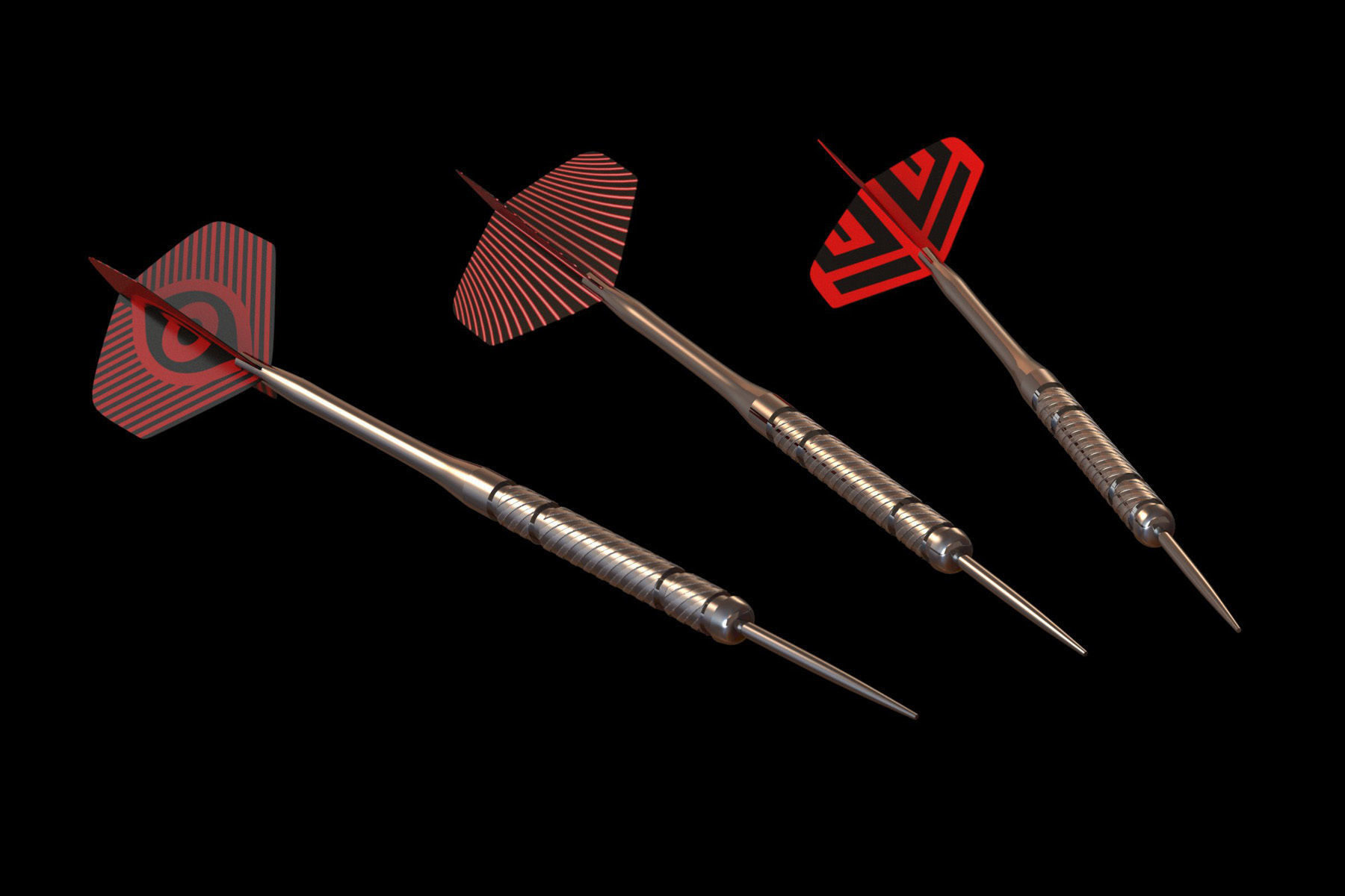 Darts Board and Darts Low-poly 3D model_12