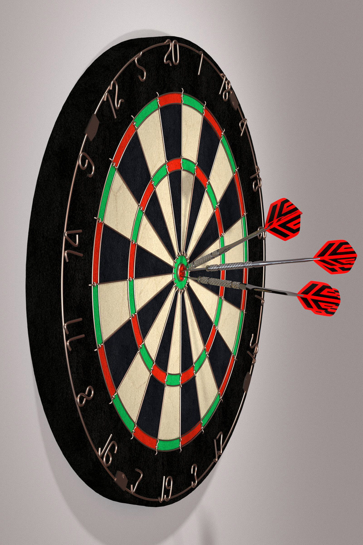 Darts Board and Darts Low-poly 3D model_7