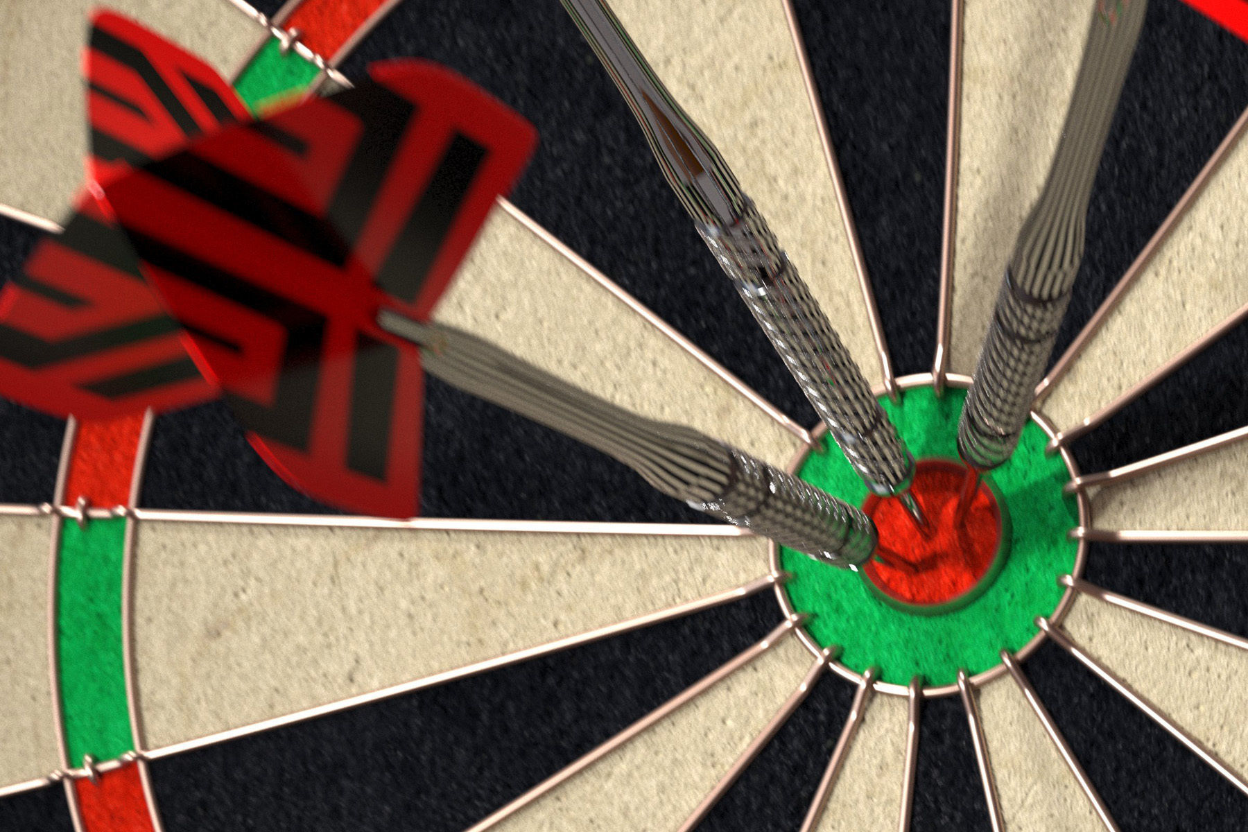 Darts Board and Darts Low-poly 3D model_5