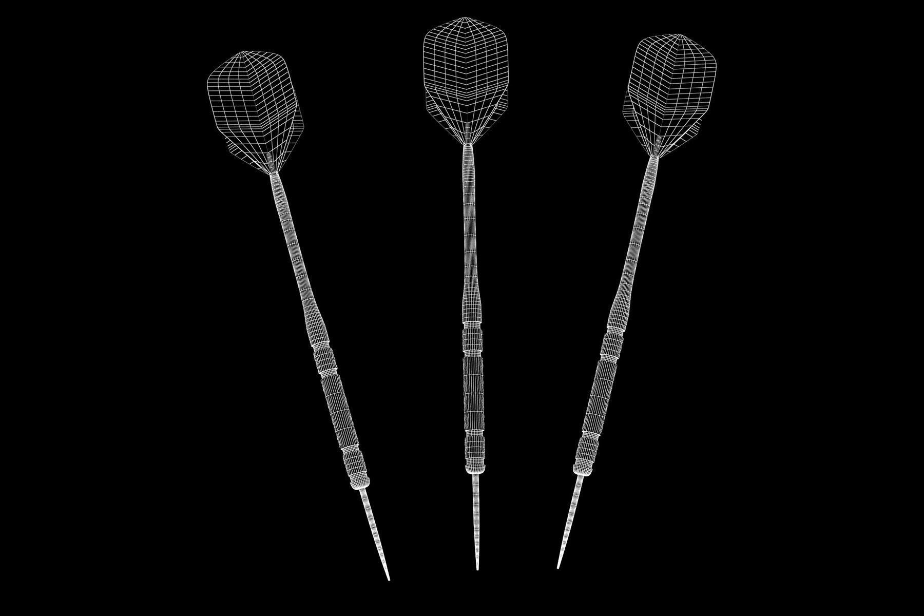 Darts Board and Darts Low-poly 3D model_18