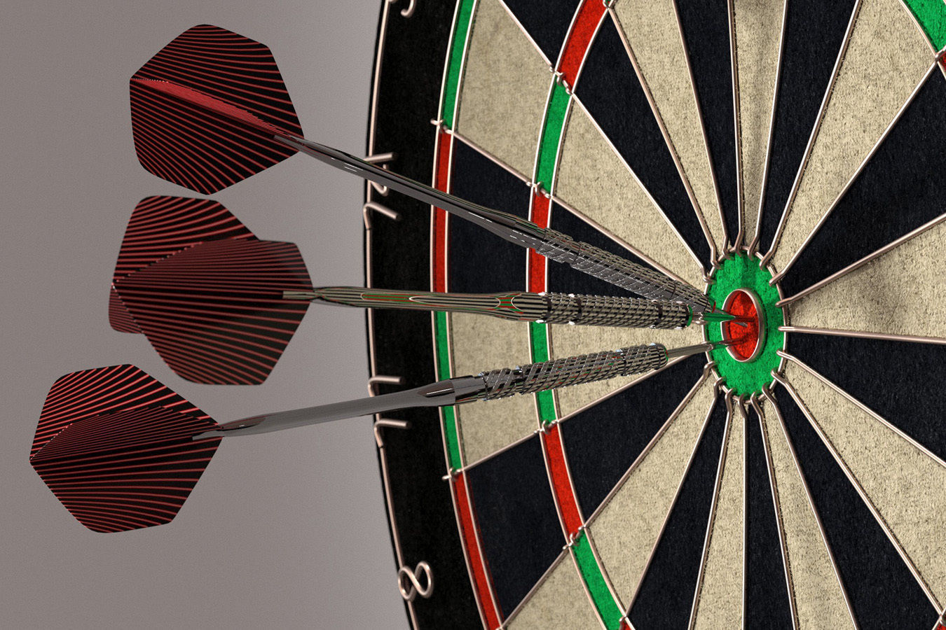 Darts Board and Darts Low-poly 3D model_6