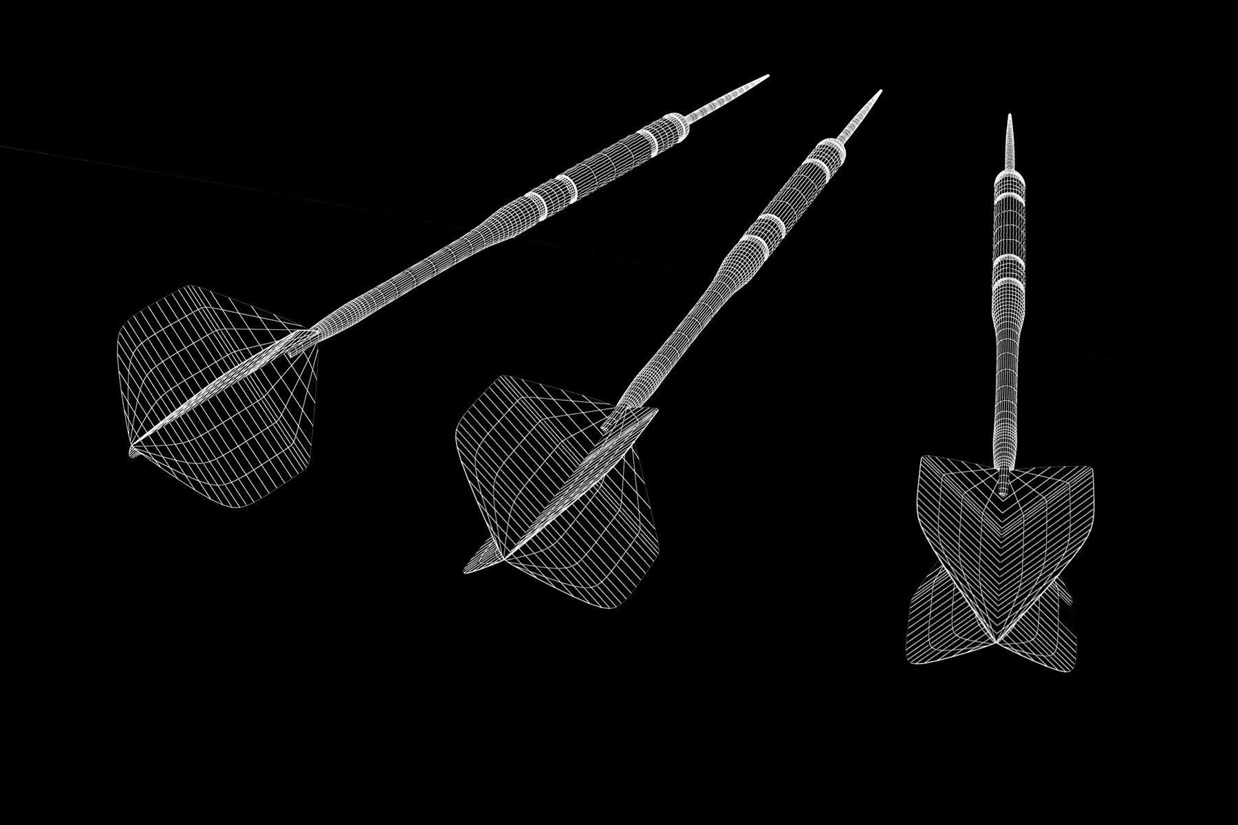 Darts Board and Darts Low-poly 3D model_19