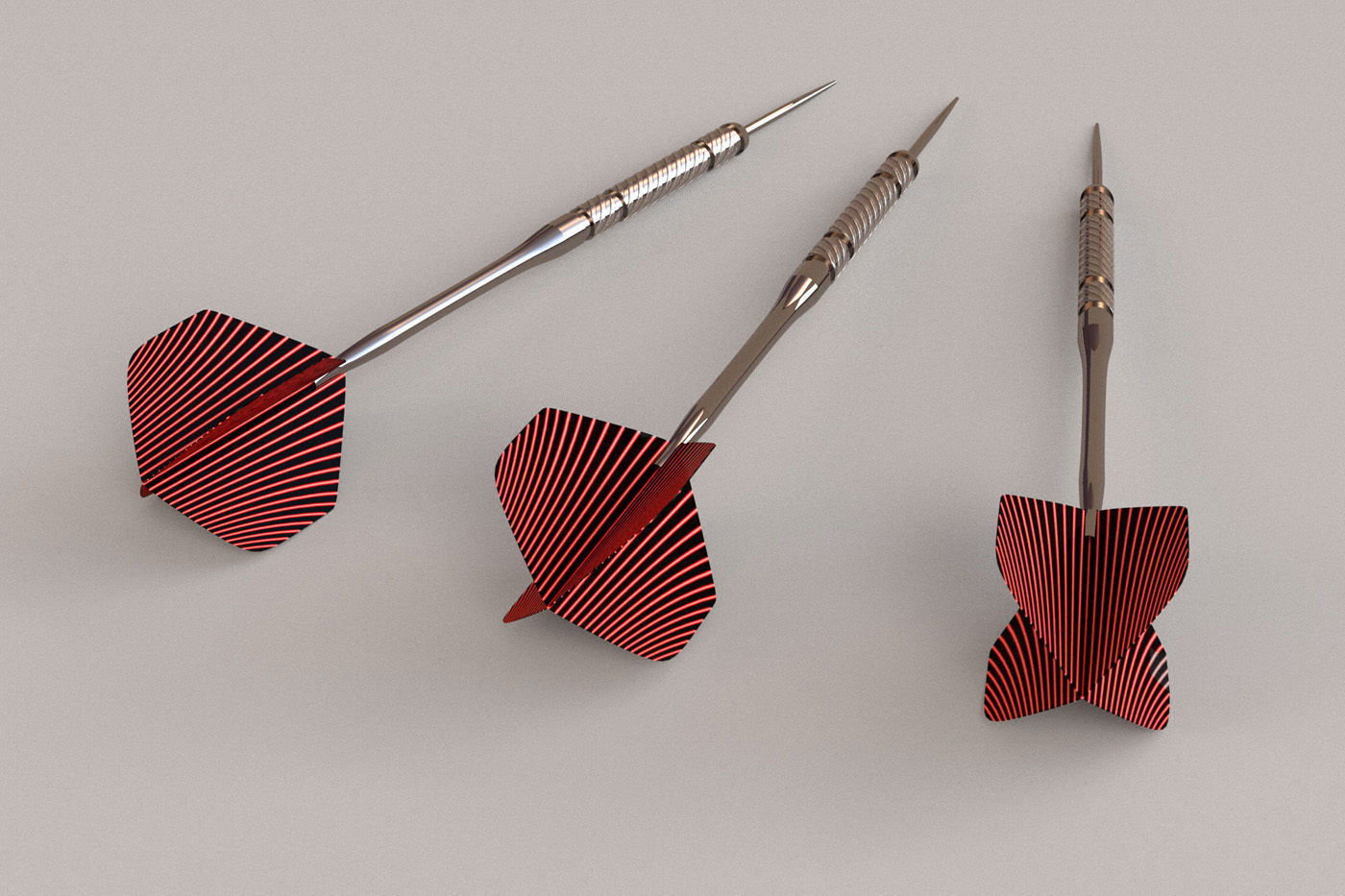 Darts Board and Darts Low-poly 3D model_2