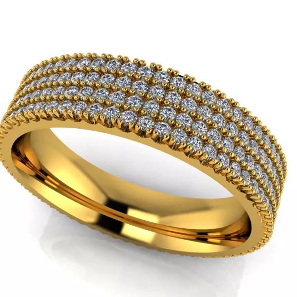 Modern Micropave dia wedding band ring 3D model sz10 3D model 3D print model