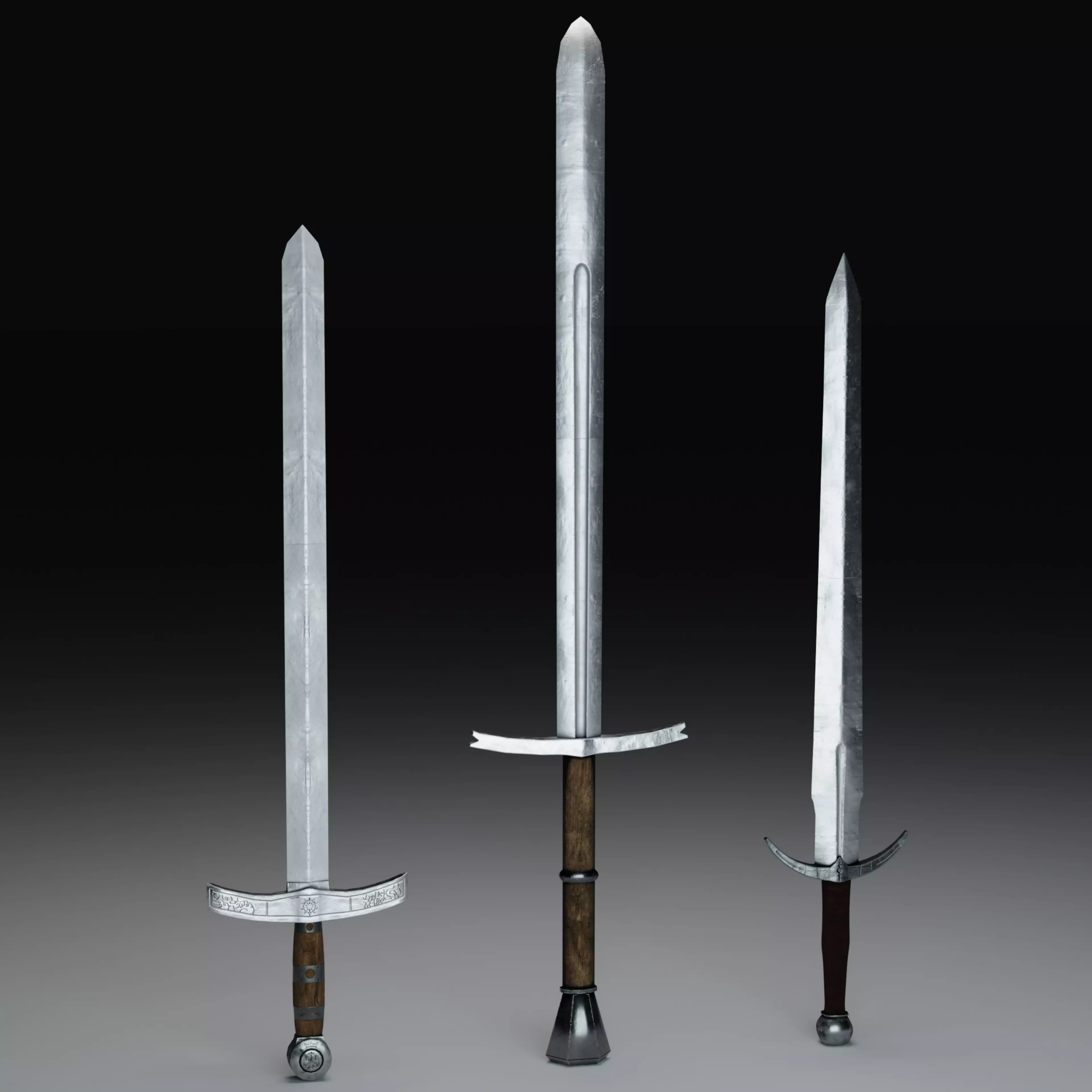 Medieval Sword Pack-GameReady Low-poly 3D model_0
