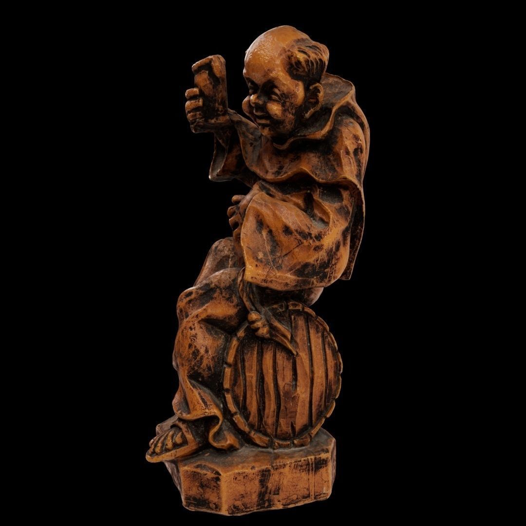 monk sculpture made of wax - photoscan Low-poly 3D model_1