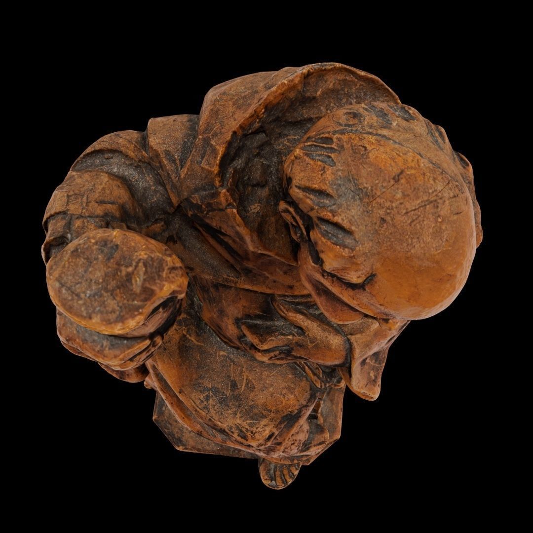 monk sculpture made of wax - photoscan Low-poly 3D model_5