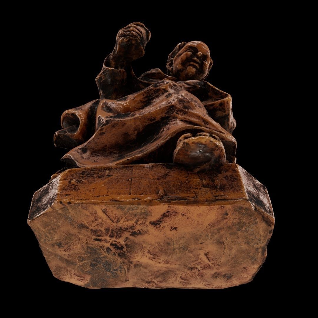 monk sculpture made of wax - photoscan Low-poly 3D model_4