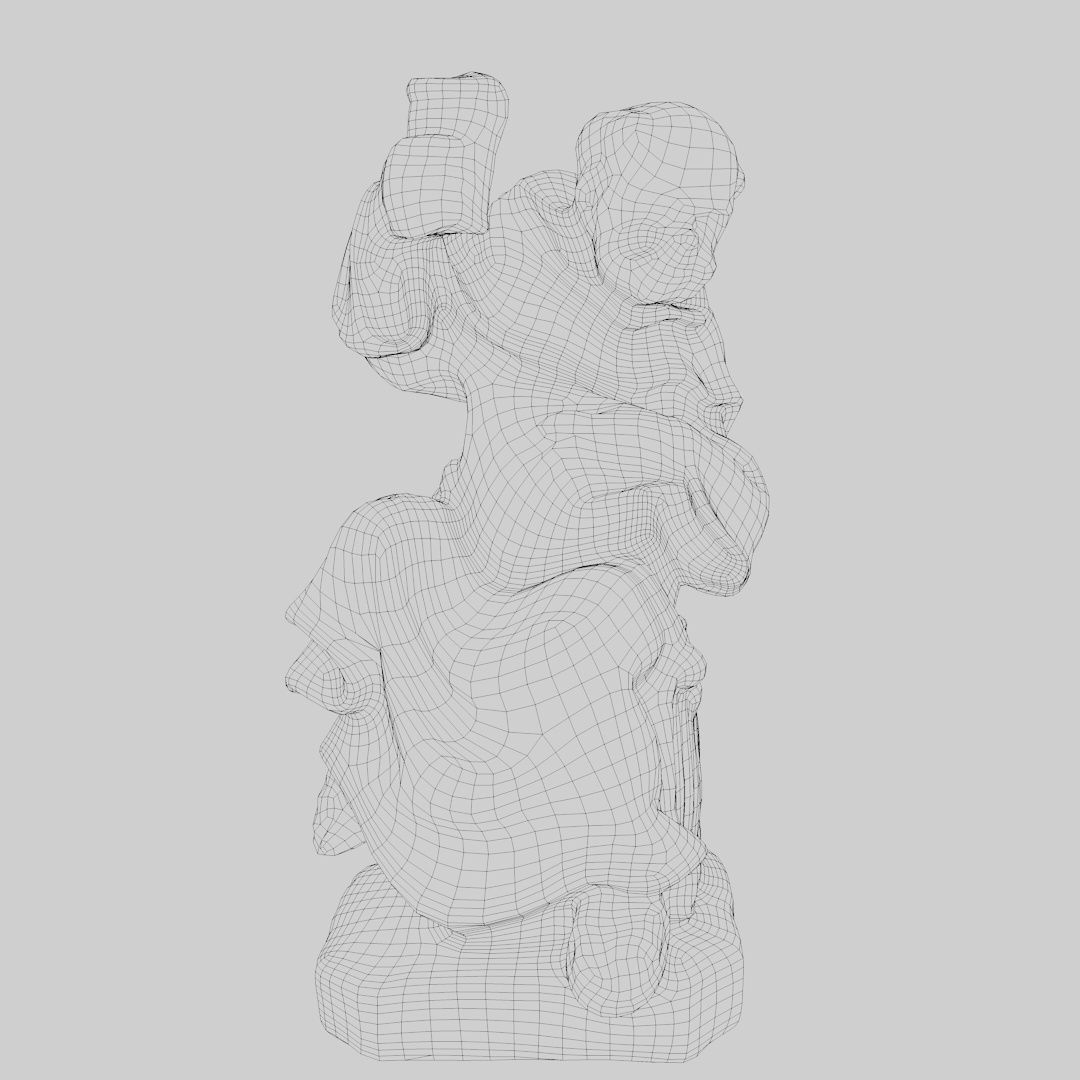 monk sculpture made of wax - photoscan Low-poly 3D model_6