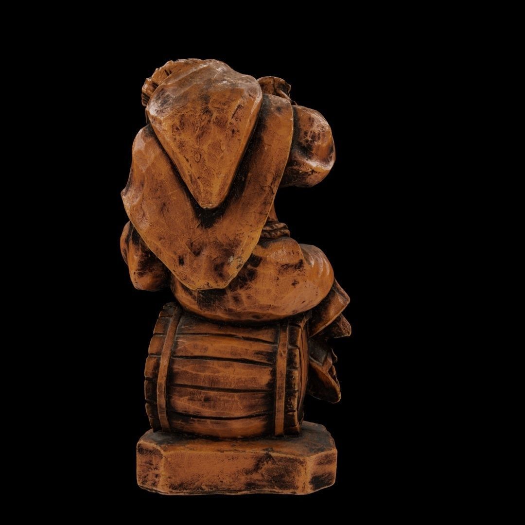 monk sculpture made of wax - photoscan Low-poly 3D model_2