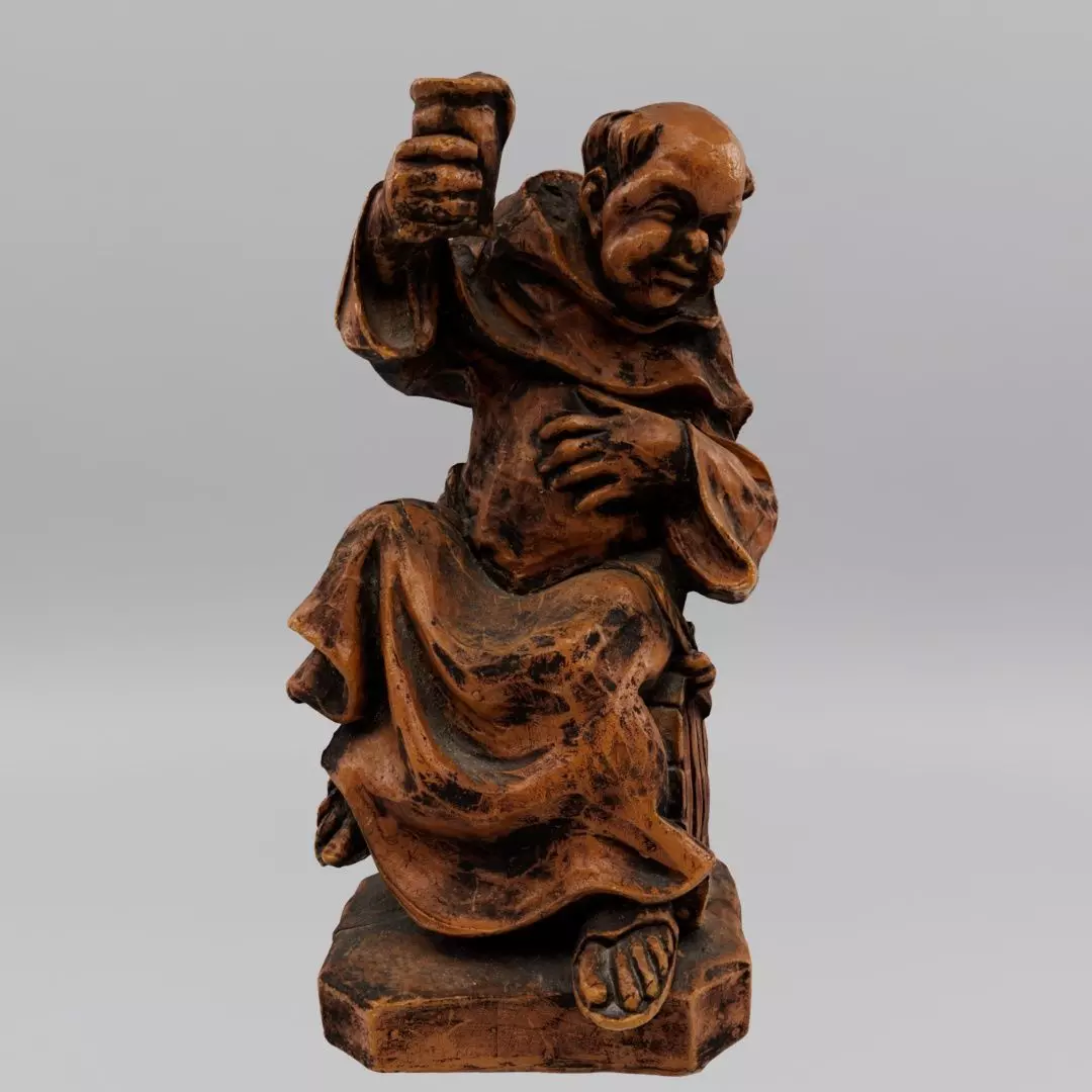 monk sculpture made of wax - photoscan Low-poly 3D model_0
