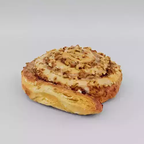 german pastry Nussschnecke with frosting and nut crumbs Low-poly 3D model