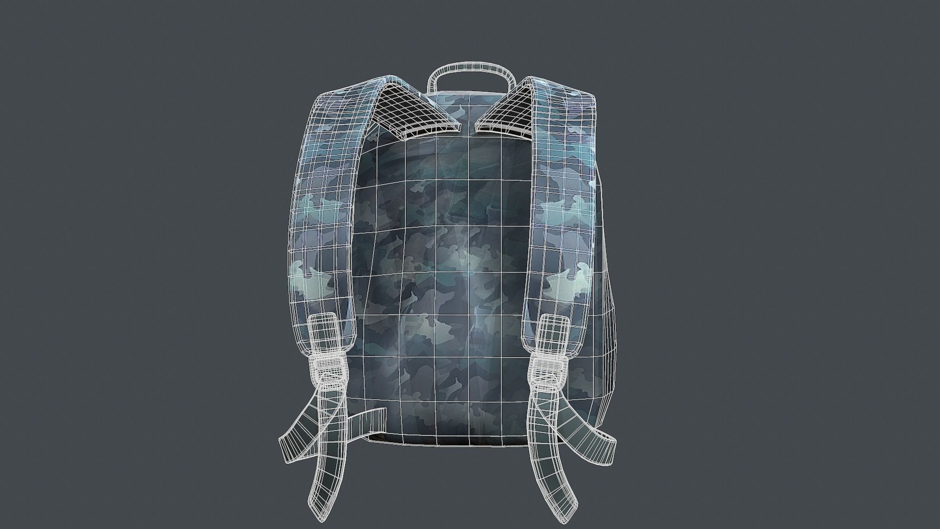 Backpack military combat Black baggage Low-poly  Low-poly 3D model_8