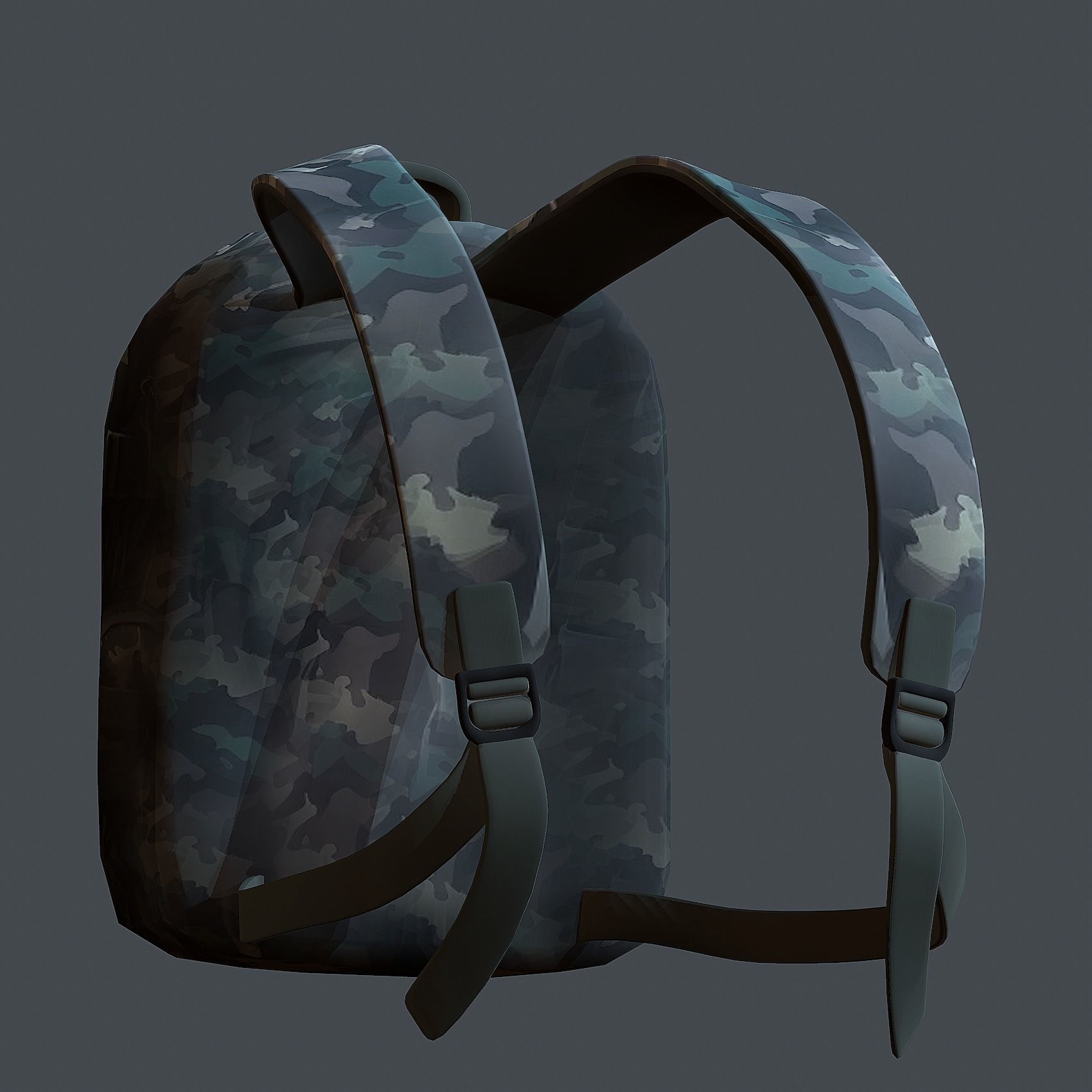 Backpack military combat Black baggage Low-poly  Low-poly 3D model_3