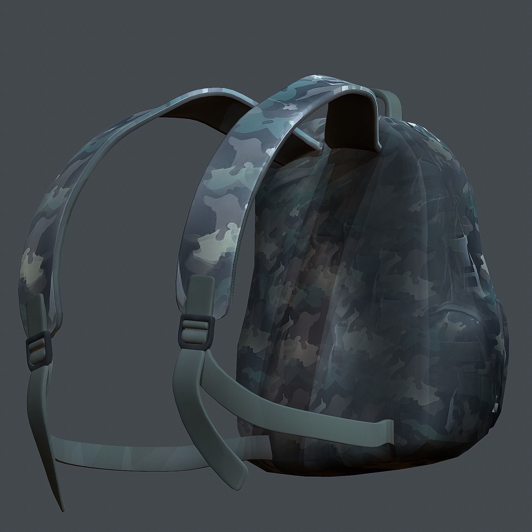 Backpack military combat Black baggage Low-poly  Low-poly 3D model_1