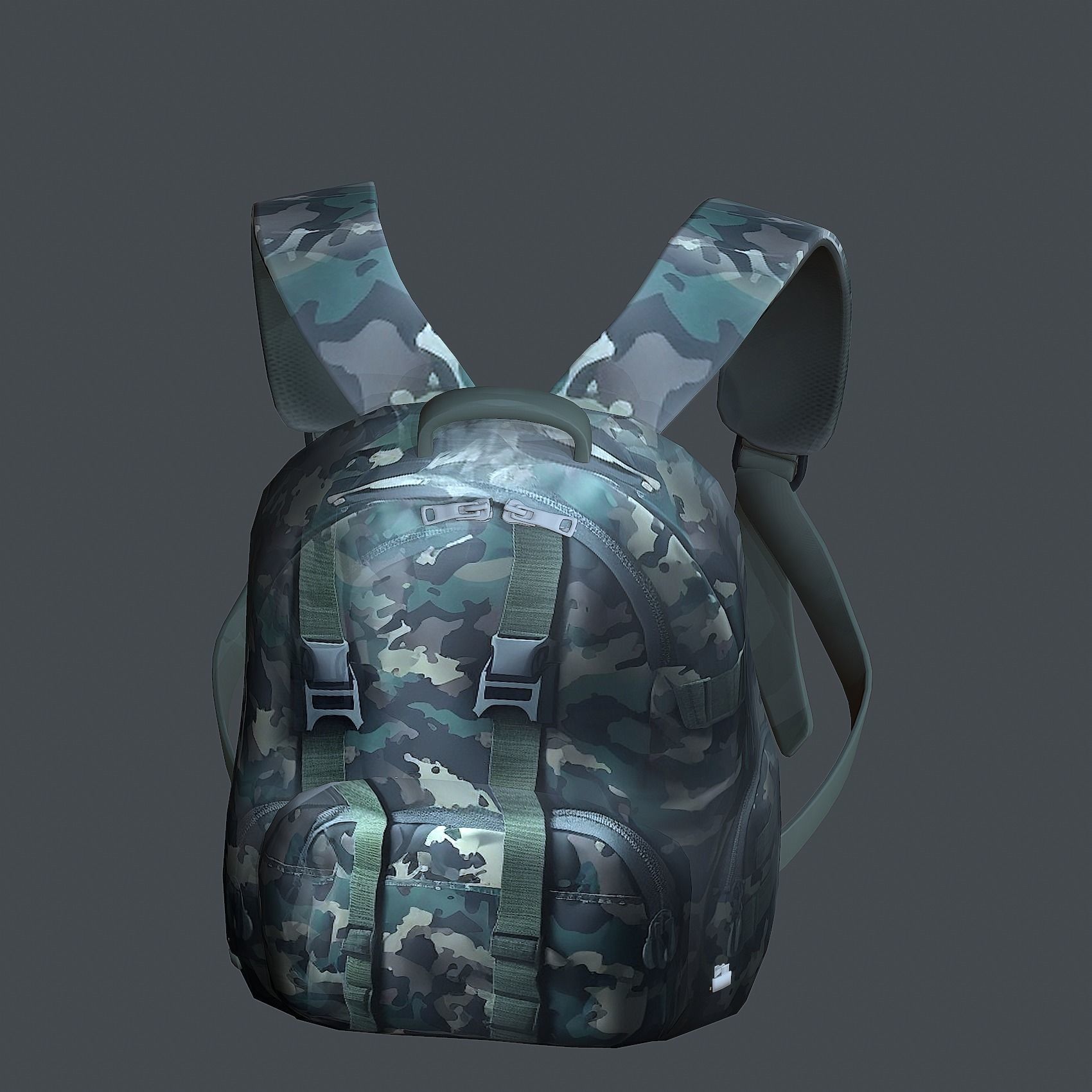 Backpack military combat Black baggage Low-poly  Low-poly 3D model_7