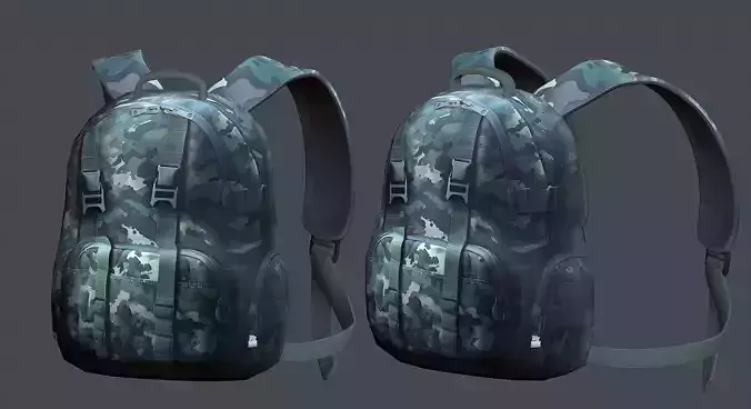 Backpack military combat Black baggage Low-poly 