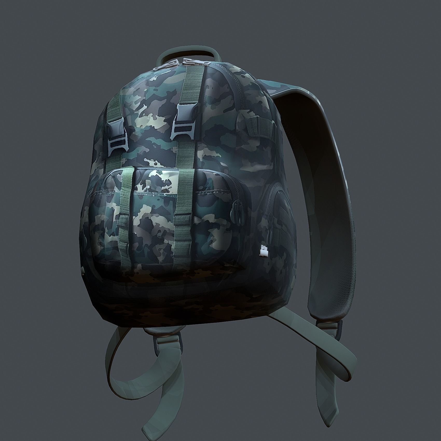Backpack military combat Black baggage Low-poly  Low-poly 3D model_2