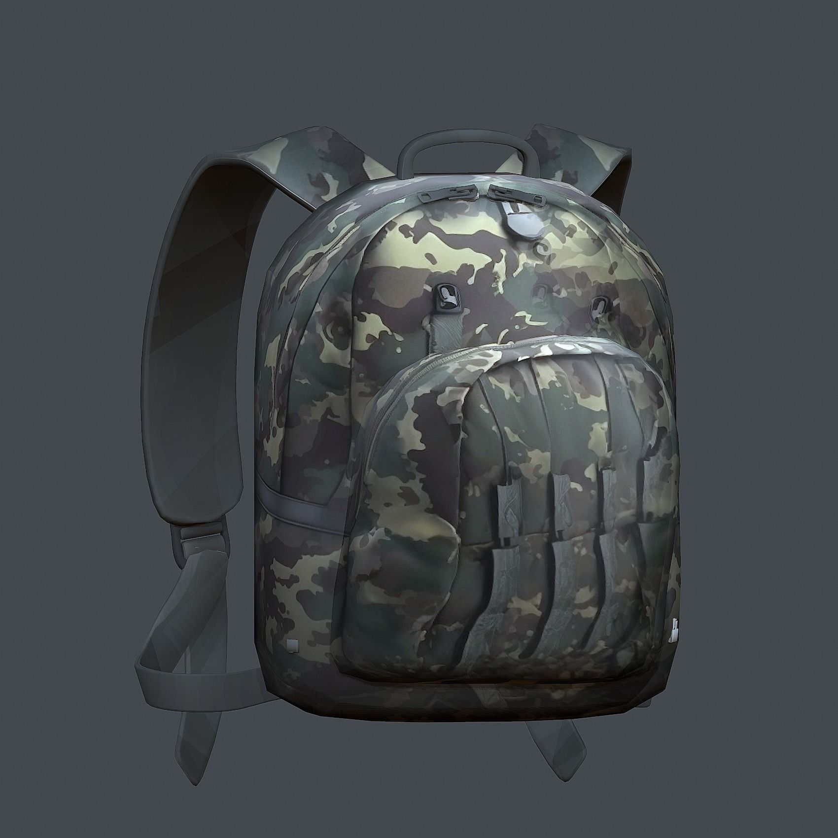 Backpack military combat Black baggage Low-poly Low-poly 3D model_2