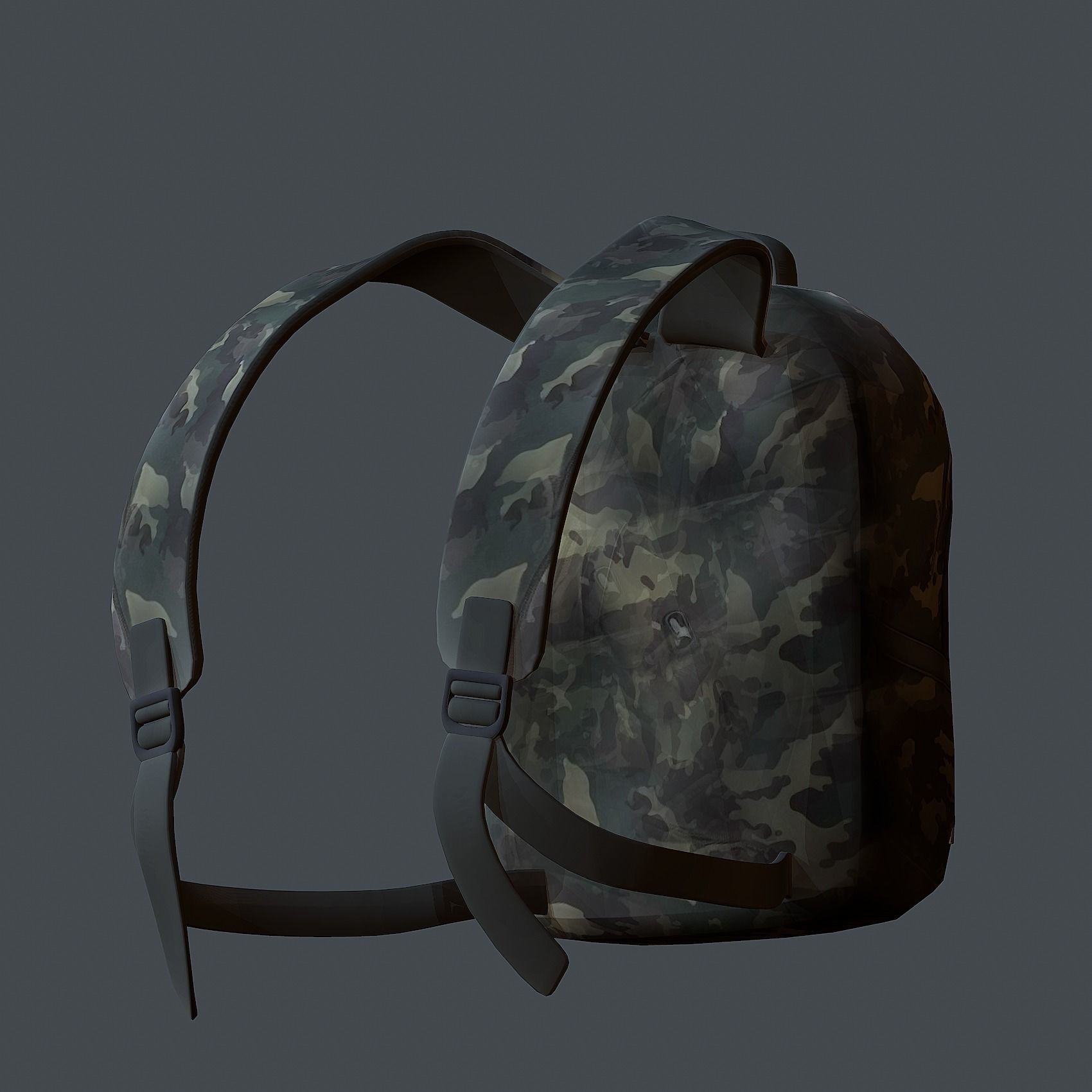 Backpack military combat Black baggage Low-poly Low-poly 3D model_5