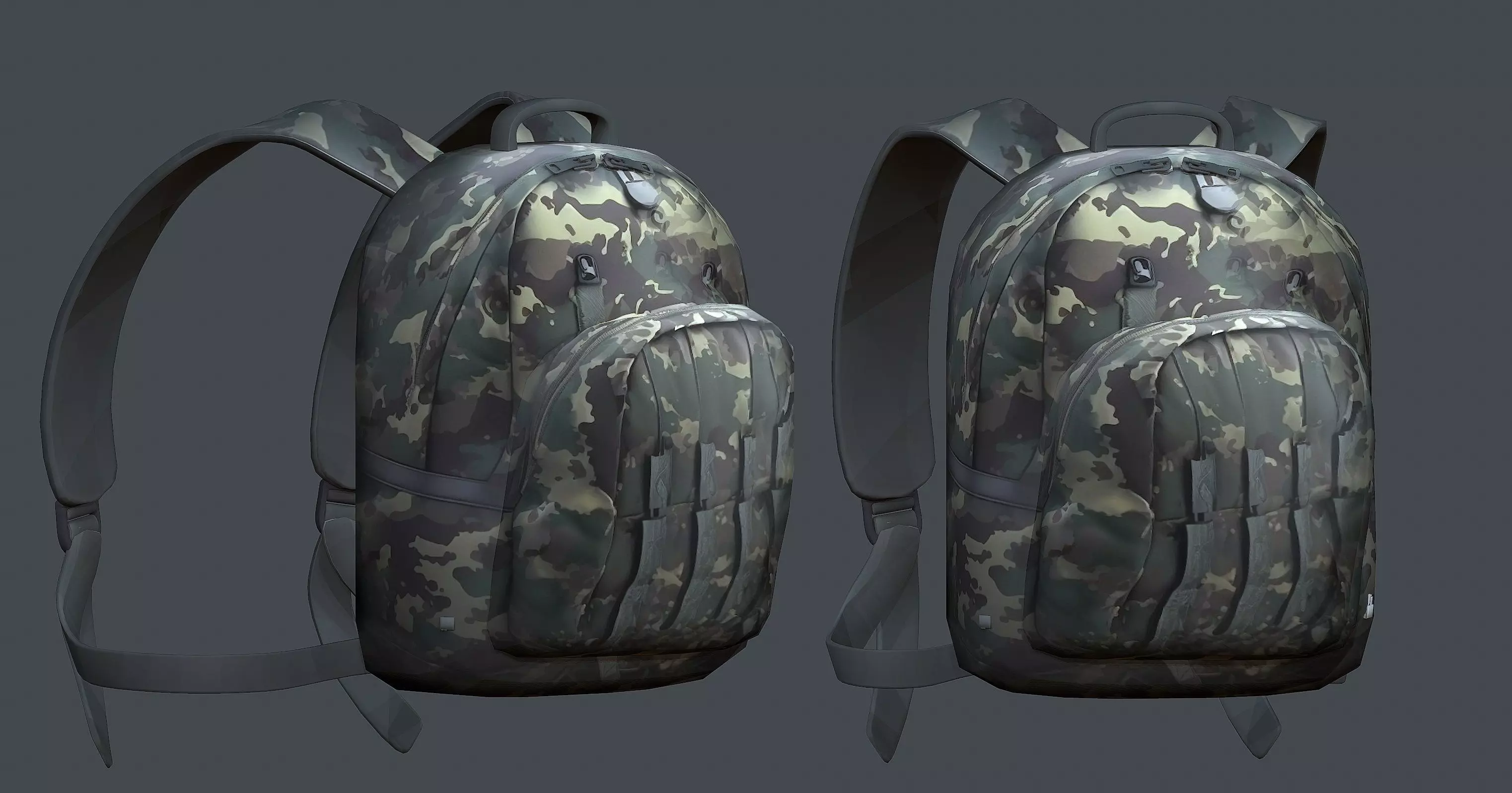 Backpack military combat Black baggage Low-poly Low-poly 3D model_0