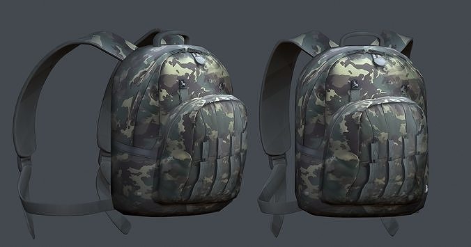 Backpack military combat Black baggage Low-poly  Low-poly 3D model