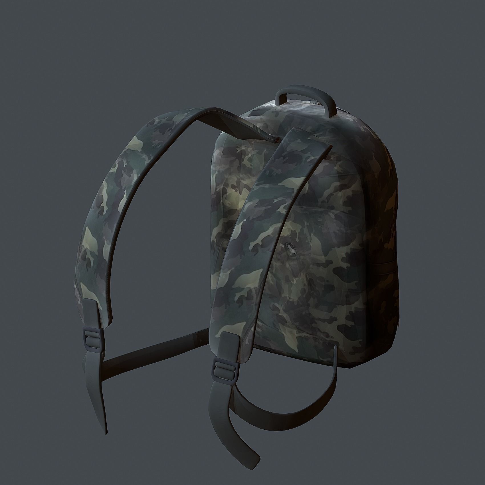 Backpack military combat Black baggage Low-poly Low-poly 3D model_6