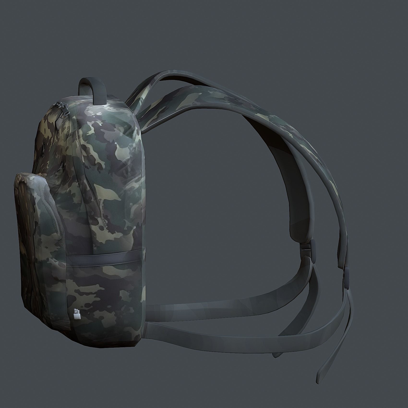 Backpack military combat Black baggage Low-poly Low-poly 3D model_3