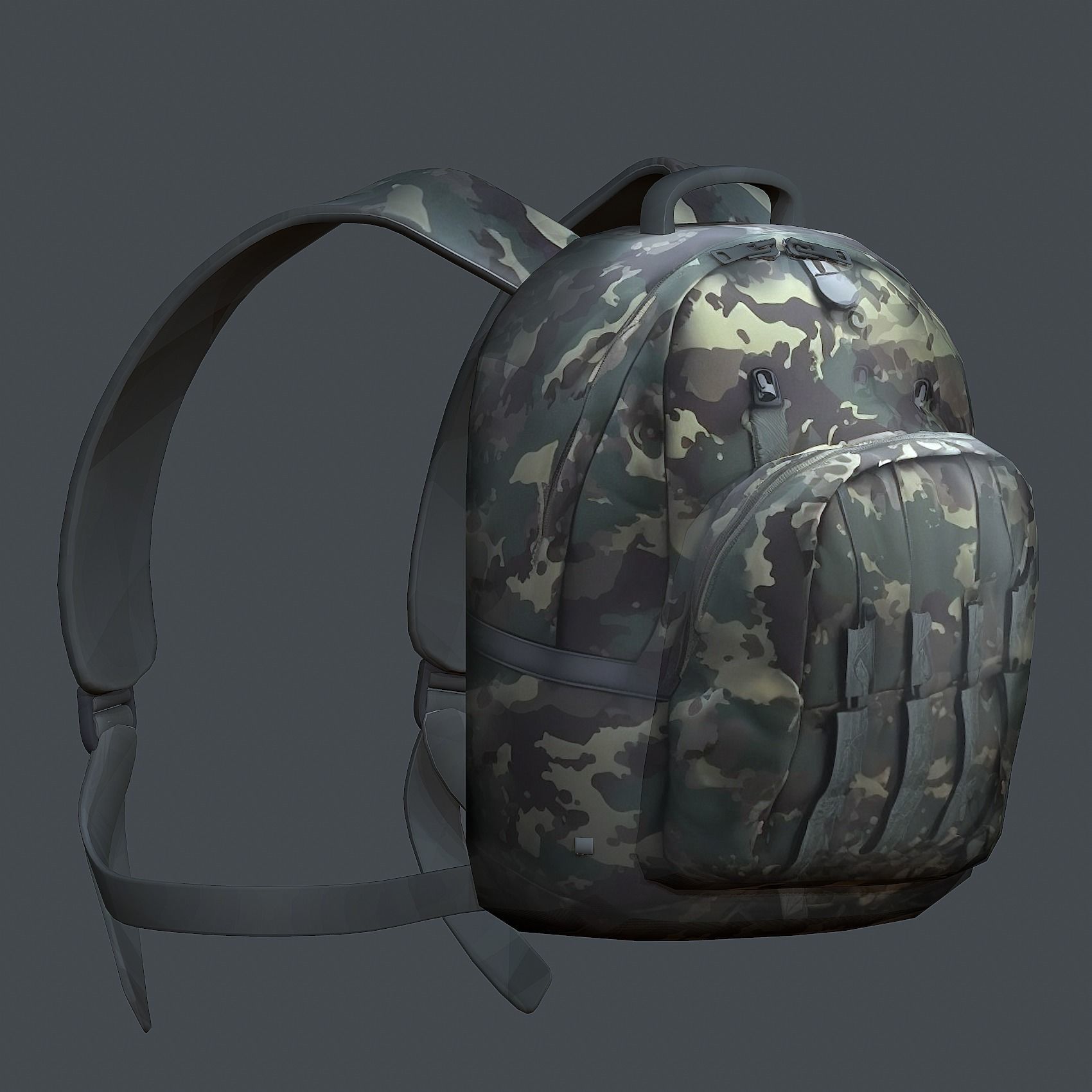 Backpack military combat Black baggage Low-poly Low-poly 3D model_1