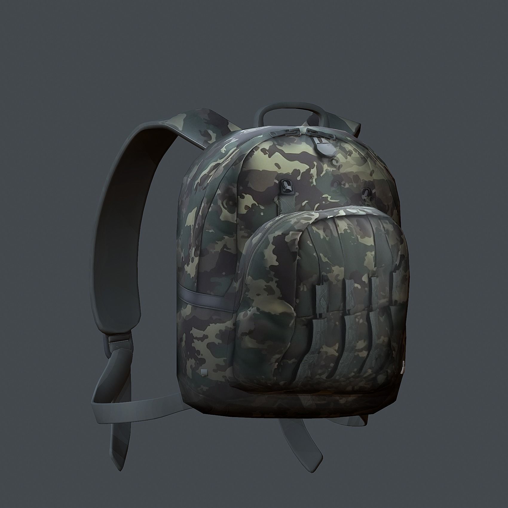 Backpack military combat Black baggage Low-poly Low-poly 3D model_7