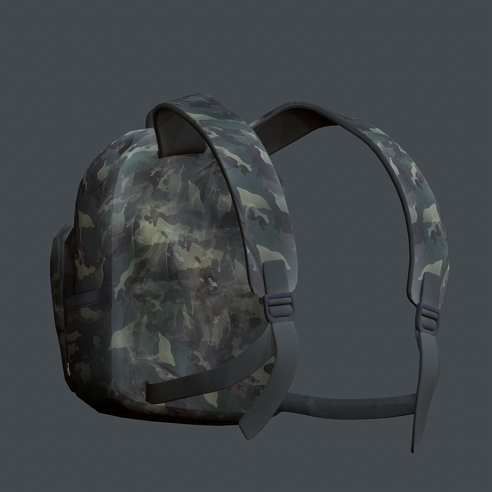 Backpack military combat Black baggage Low-poly Low-poly 3D model_4