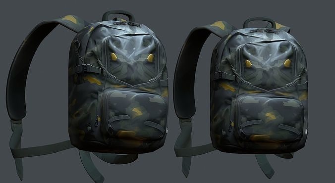 Backpack military combat Black baggage Low-poly  Low-poly 3D model