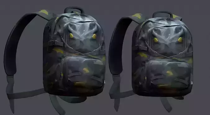 Backpack military combat Black baggage Low-poly 