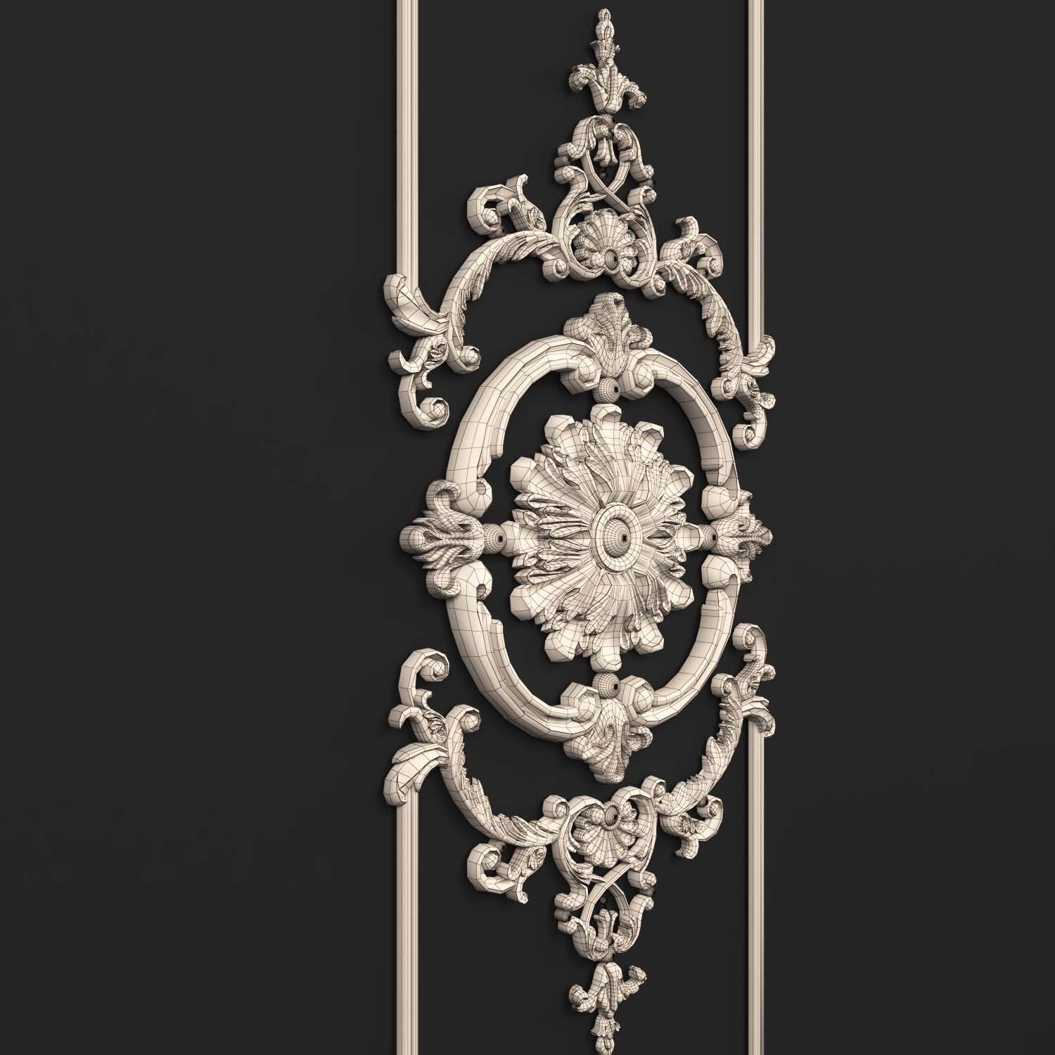 Decor 1 golden ornate ornaments 3D model_2