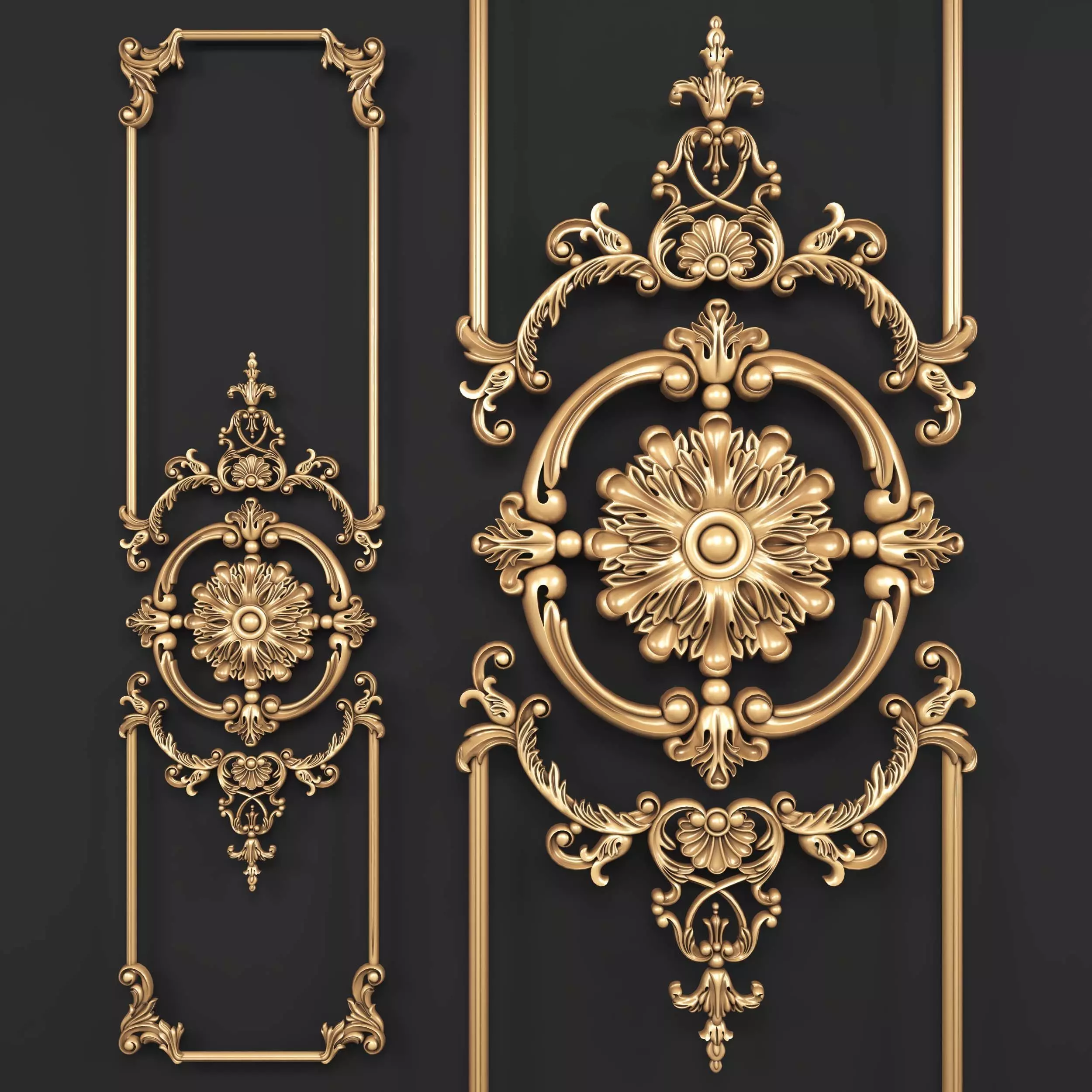 Decor 1 golden ornate ornaments 3D model_0