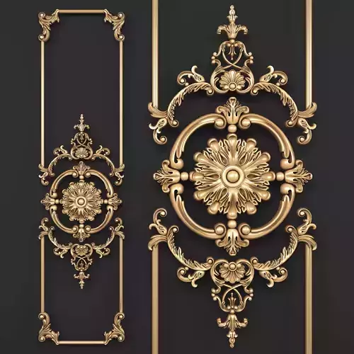 Decor 1 golden ornate ornaments 3D model