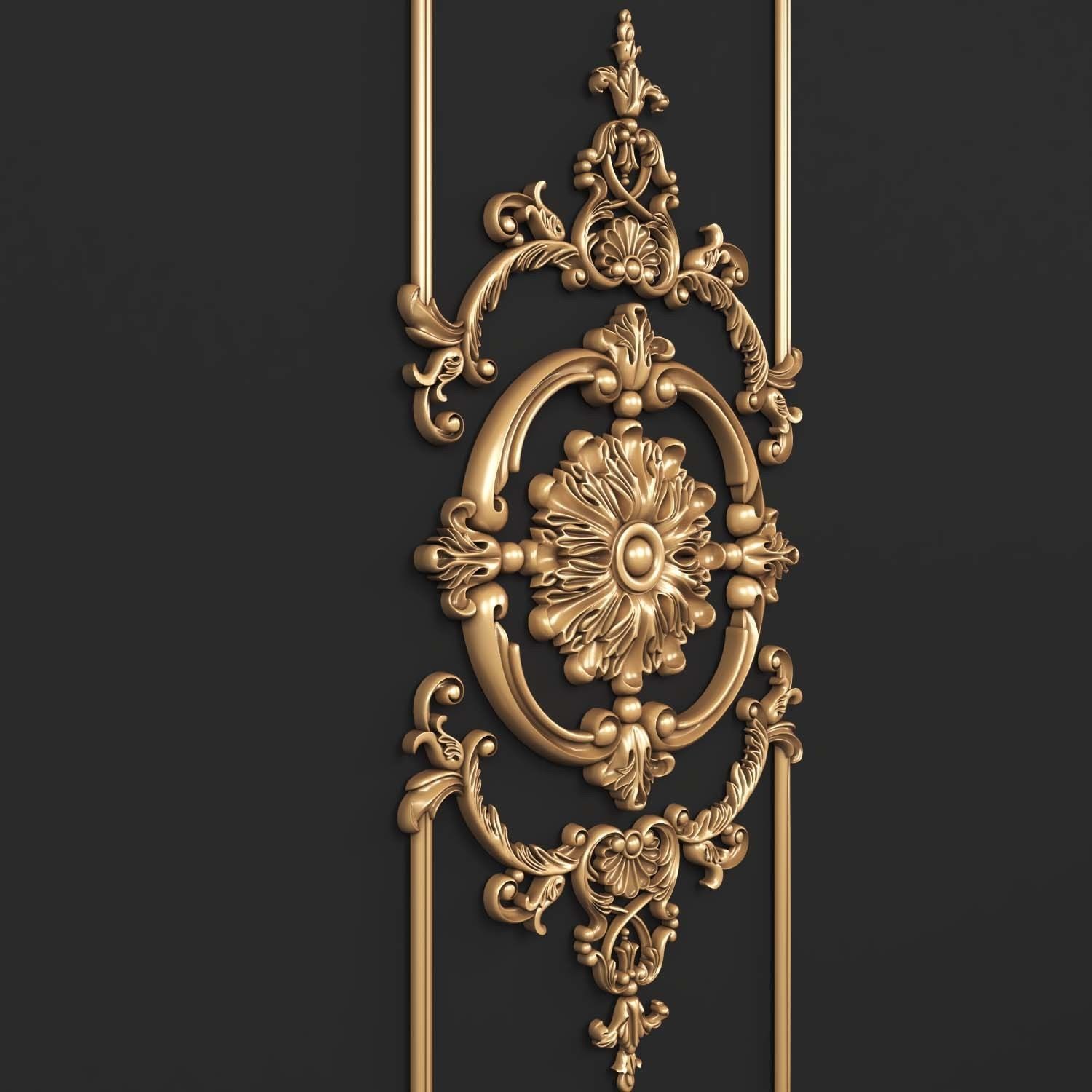 Decor 1 golden ornate ornaments 3D model_1