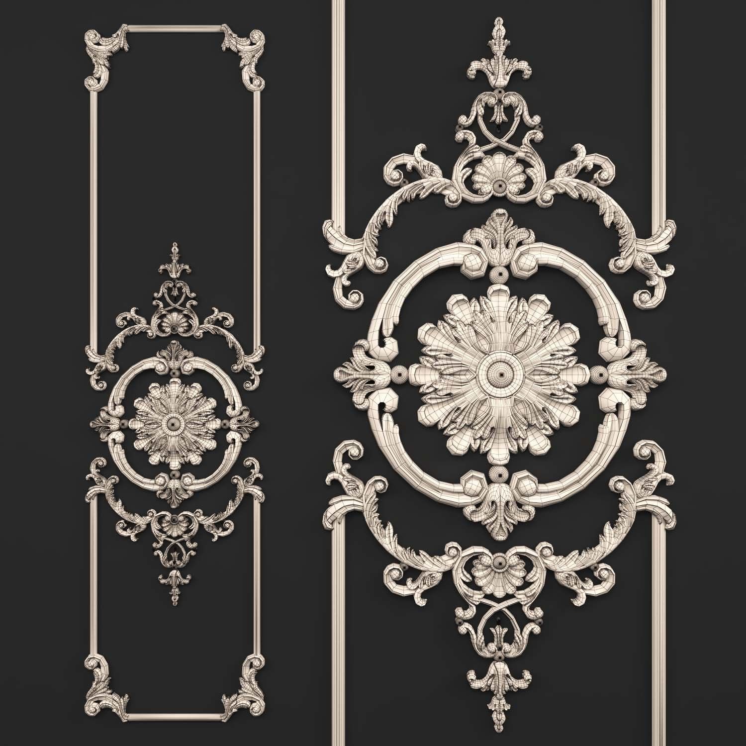 Decor 1 golden ornate ornaments 3D model_3