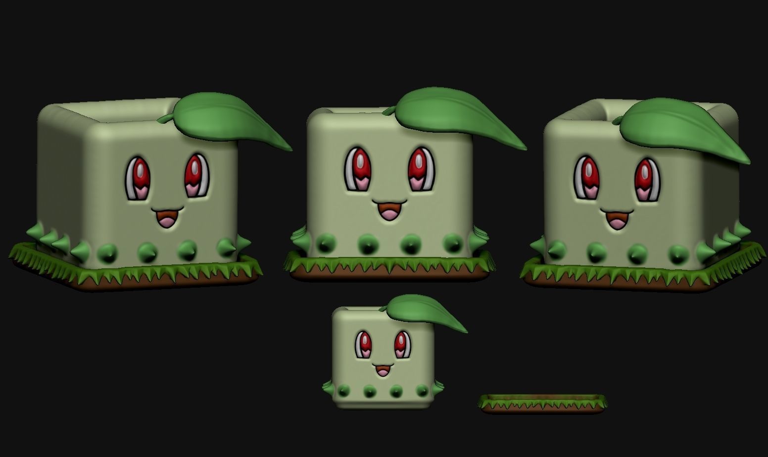 CHIKORITA Pot Maceta POKEMON 3D print model_1