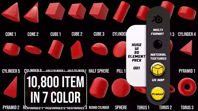 Huge UI 3D  Elements Pack 001 3D model